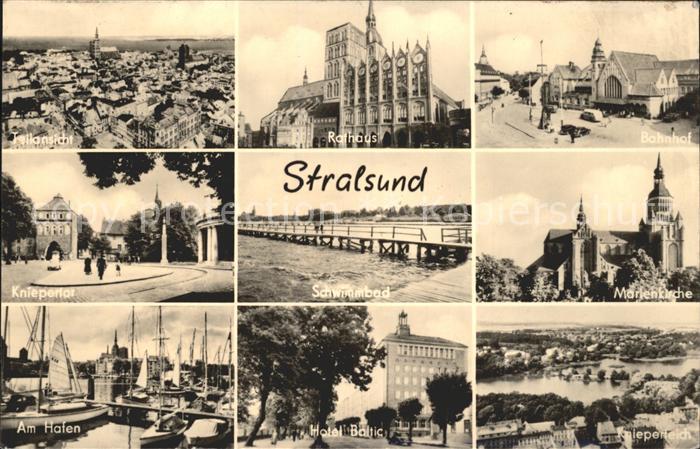 Stralsund Mecklenburg Vorpommern Bahnhof Rathaus Hotel Baltic Hafen Knieperteich