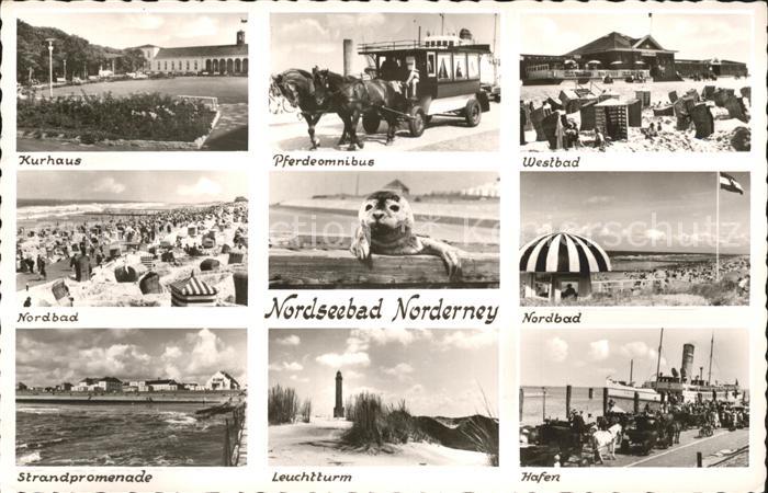 Norderney Nordseebad Kurhaus Hafen Leuchtturm Pferdeomnibus