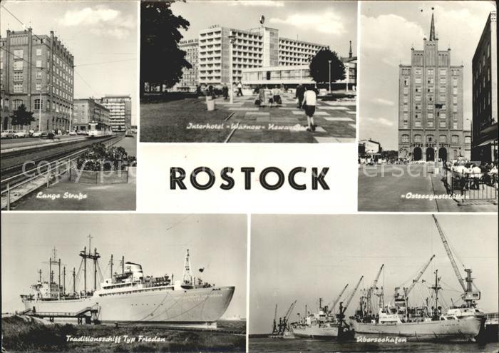 ROSTOCK CITY Lange Strasse Interhotel-Warnow Hafen Schiffe
