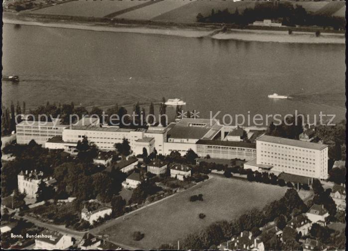 Bonn Rhein Fliegeraufnahme Bundeshaus
