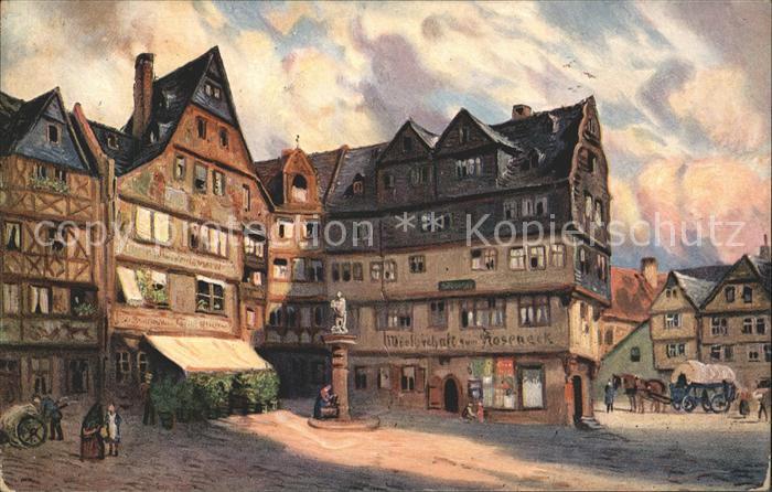 Frankfurt Main Grosse Fischergasse Kuenstlerkarte F. Beyerlein