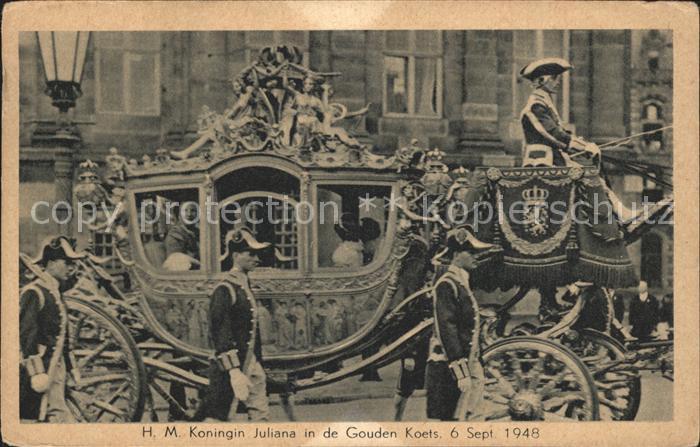 Adel Niederlande Koenigin Juliana Goudeb Koets Pferdekutsche