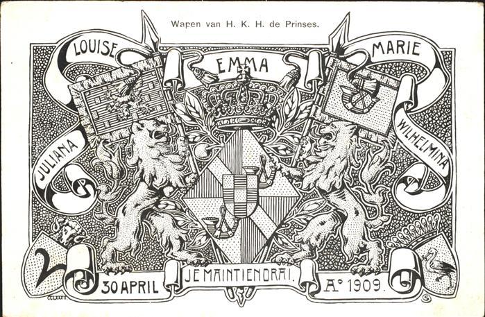 Adel Niederlande Wappen Je Maintienorai Prinzessinen Louise Emma Marie Wilhelmin