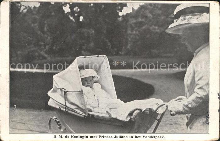 Adel Niederlande Koenigin Wilhelmina Prinzessin Juliana Vondelpark Kinderwagen