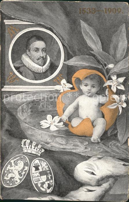 Adel Niederlande Wilhelm I. Geburt Prinzessin Juliana Krone Wappen Blumen