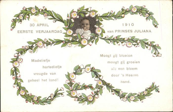 Adel Niederlande 1. Geburtstag Prinzessin Juliana Gedicht