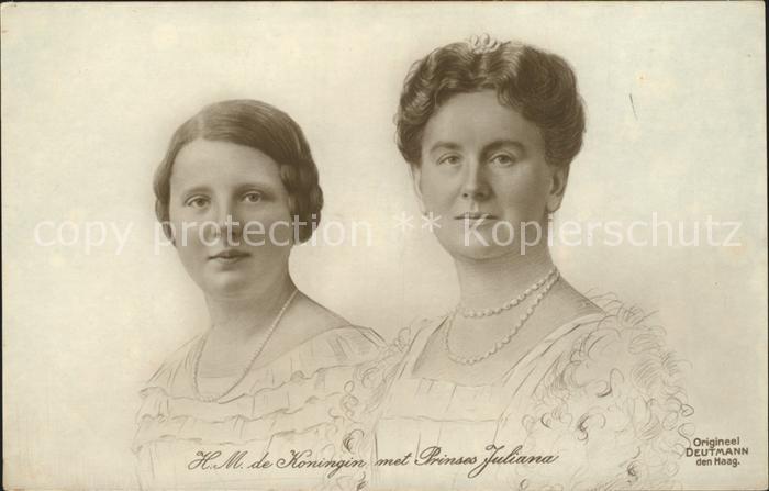 Adel Niederlande Koenigin Wilhelmina Prinzessin Juliana Kuenstlerkarte Deutmann
