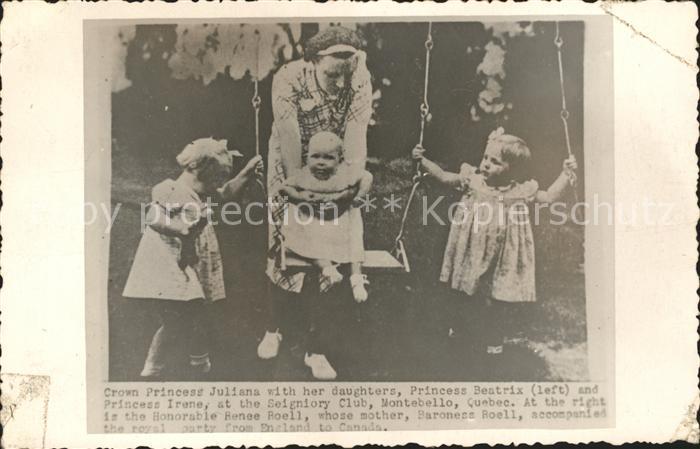 Adel Niederlande Kronprinzessin Juliana Prinzessinen Beatrix und Irene Schaukel