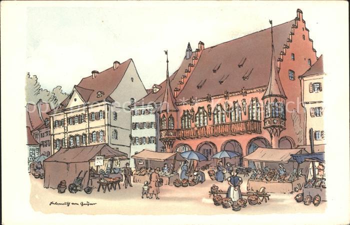 Freiburg Breisgau Historisches Kaufhaus Zeichnung