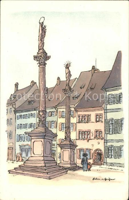 Freiburg Breisgau Am Muensterplatz Zeichnung