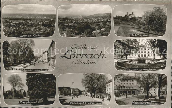LoeRRACH Baden BW Weil Schloss Roetteln Friedrich Grabenstr Hebelpark mit Schule