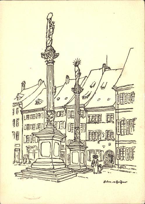 Freiburg Breisgau Am Muensterplatz Zeichnung