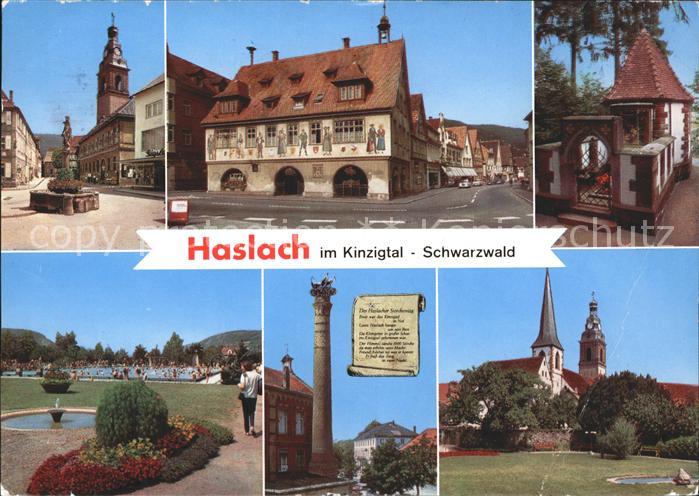 Haslach Kinzigtal Dorfbrunnen Rathaus Park Schwimmbad Storchenturm Kirche