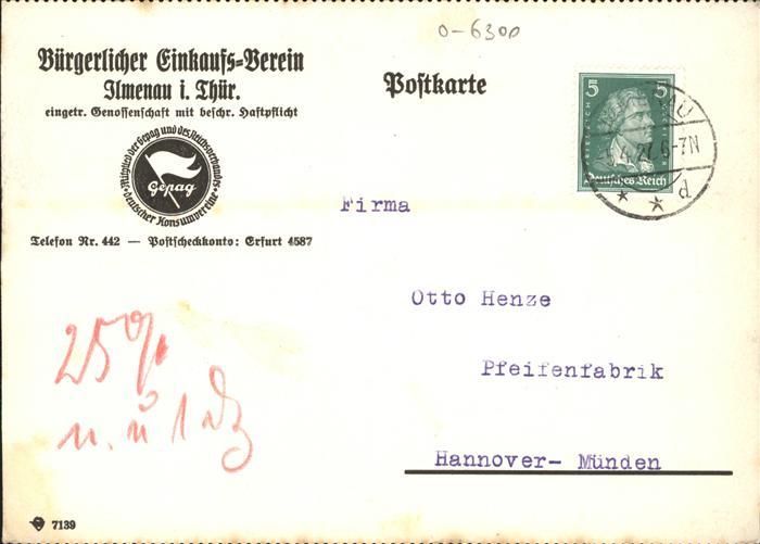 Ilmenau Thueringen Karte des Buergerlichen Einkaufs Vereins