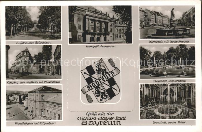Bayreuth Festspielhaus Opernhaus Marktplatz Hofgarten mit Storchenhaus Eremitage
