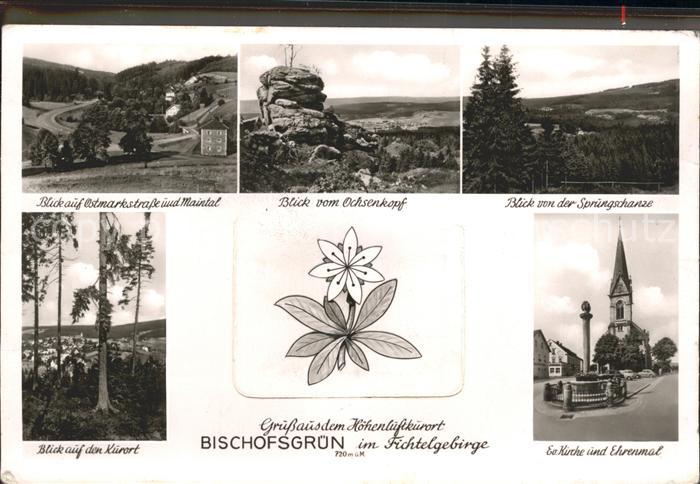 Bischofsgruen Ostmarkstrasse Ochsenkopf Sprungschanze Ortsblick Ev Kirche Ehrenm