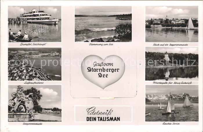 Starnbergersee Dampfer Seeshaupt Seepromenade Votivkapelle Koenig Ludwig II Sege