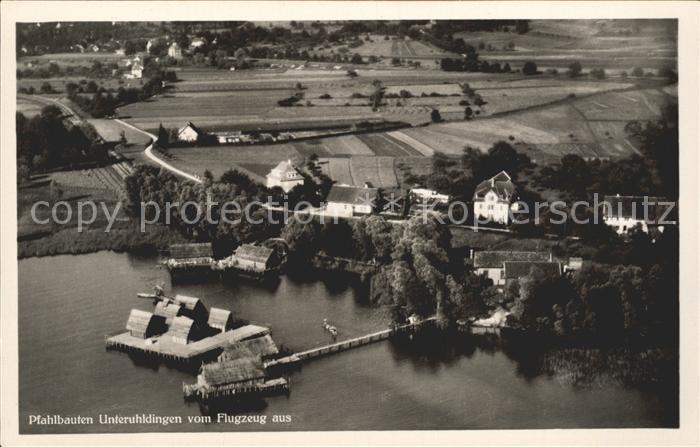 Unteruhldingen mit Pfahlbauten Fliegeraufnahme