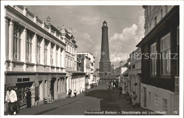 BORKUM Nordseebad Niedersachsen Strandstrasse mit Leuchtturm