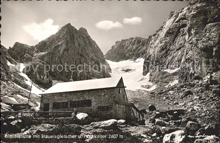 Blaueishuette Berchtesgaden mit Blaueisgletscher und Hochkalter