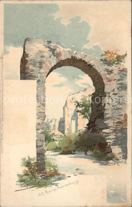 Alf Mosel Ruine Marienburg Kuenstlerkarte