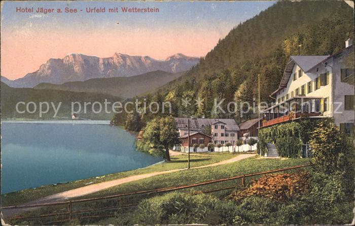 Urfeld Walchensee Hotel Jaeger am See mit Wetterstein