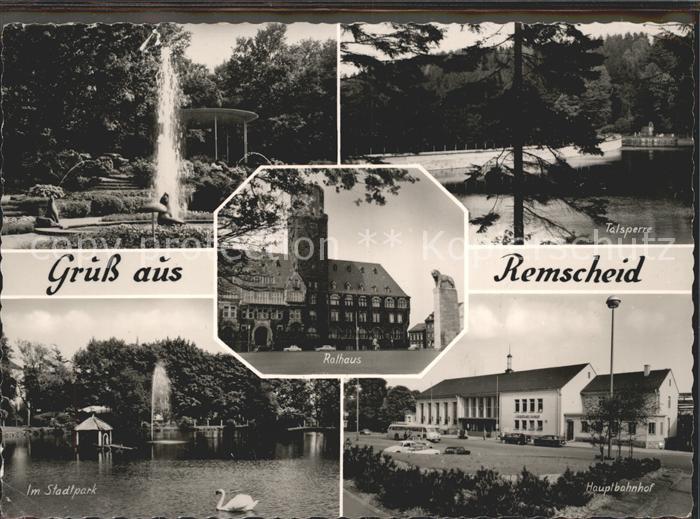 Remscheid Stadtpark Fontaene Talsperre Hauptbahnhof Rathaus