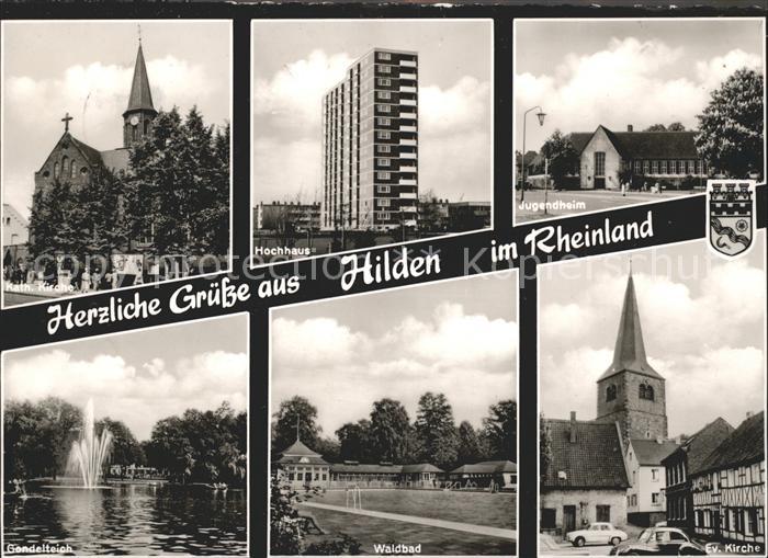 Hilden Duesseldorf Kath Kirche Hochhaus Jugendheim Gondelteich Waldbad Ev Kirche