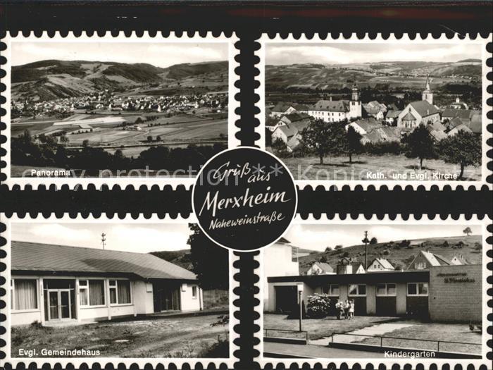 Merxheim Nahe Panorama Kath und Ev Kirche Gemeindehaus Kindergarten