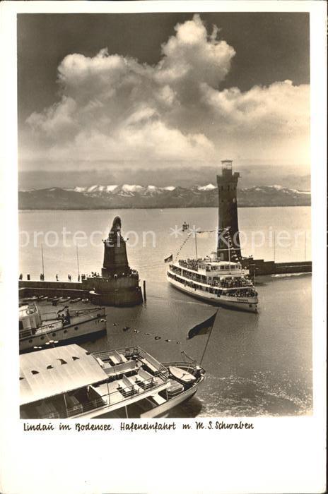 Motorschiffe M.S. Schwaben Lindau im Bodensee Hafeneinfahrt