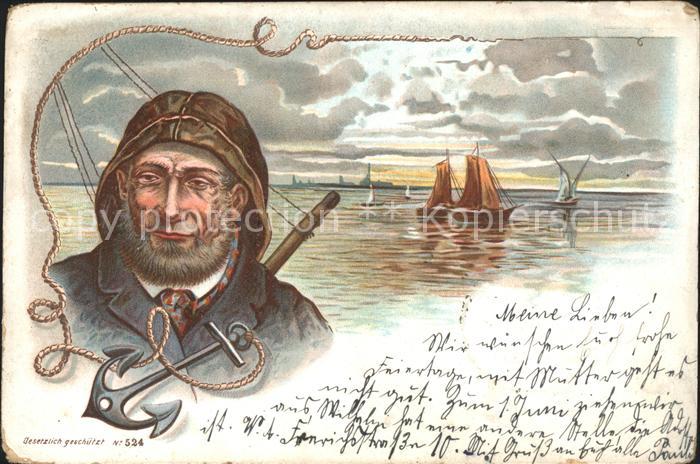 Segelboote Seemann Anker Litho