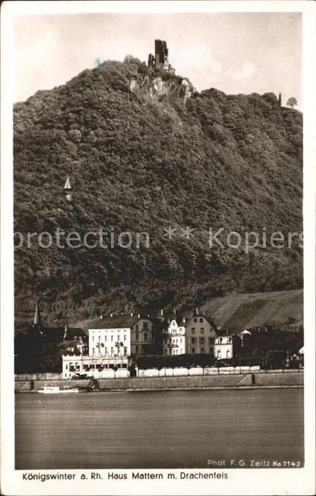 Foto Zeitz F.G. Nr. 1143 Koenigswinter am Rhein Mattern Drachenfels