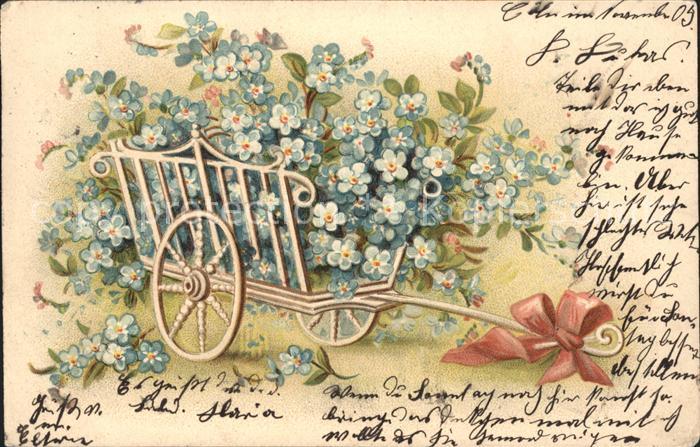 Blumen Vergissmeinnicht Holzwagen Schleife Lit