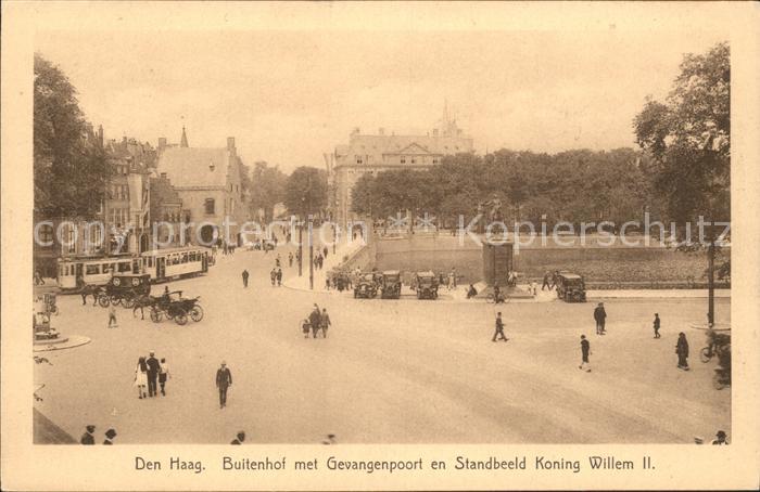 Strassenbahn Den Haag Buitenhof Gevangenpoort Standbeeld Koning Willem II.