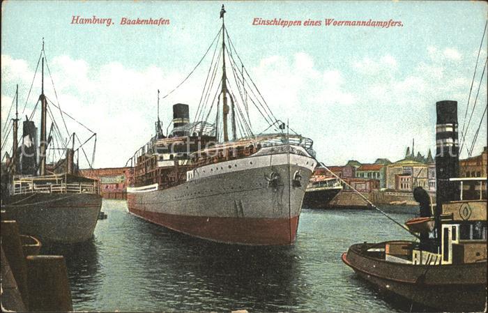 Dampfer Oceanliner Woermanndampfer Hmaburg Baakenhafen