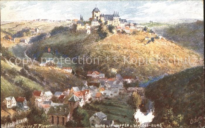 Verlag Tucks Oilette Nr. 635 B Burg an der Wupper Schloss-Burg Charles E. Flower