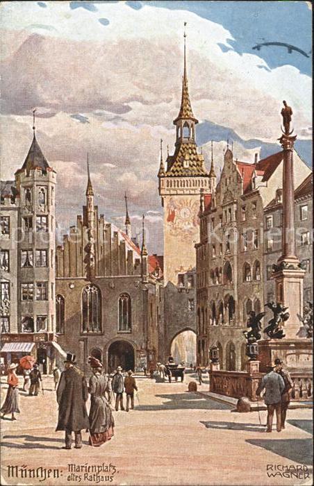 Wagner Richard Kuenstler Marienplatz Altes Rathaus Muenchen