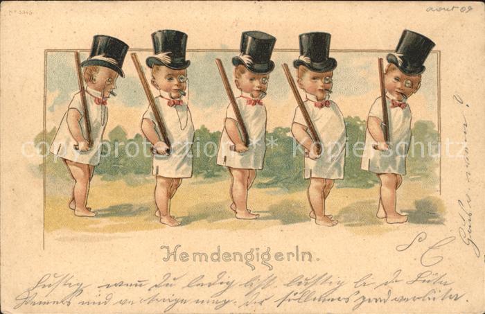 Kinder Child Enfants Hemdengigerln Zylinder Monokel Zigarre