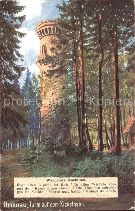 Verlag WIRO Wiedemann Nr. 1702 Ilmenau Turm auf dem Kickelhahn Wanderers Nachtli
