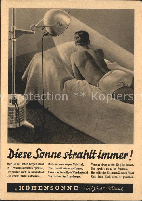 Werbung Reklame Quarzlampe Höhensonne Hanau