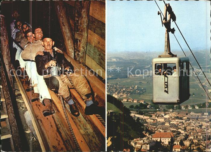 Hallein Duerrnberg Seilbahn Bergbahn Rutsche im Salzbergwerk