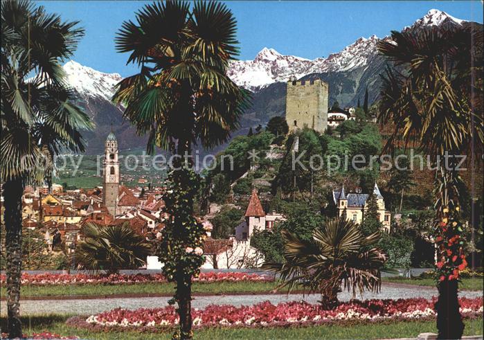 Merano Meran Panorama Burg Park Palmen Alpen
