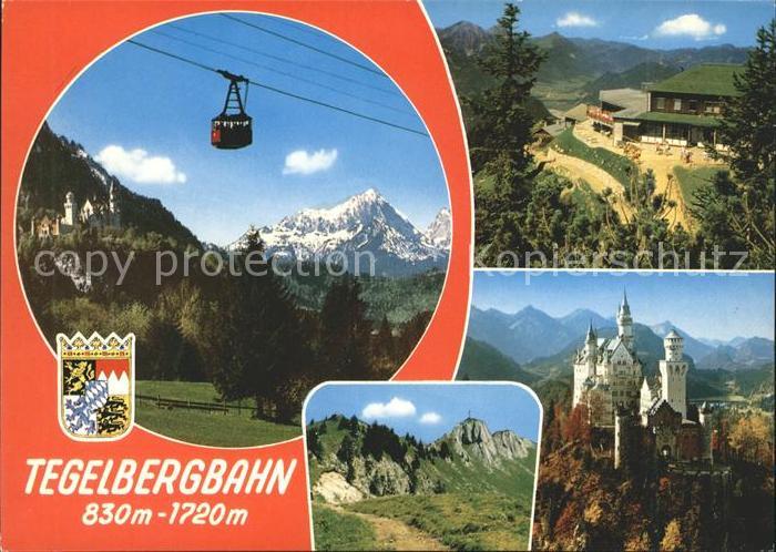 Schwangau Tegelbergbahn Berggasthof Schloss Neuschwanstein Alpenpanorama Wappen