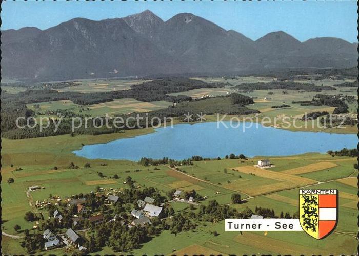 St Kanzian Klopeiner See Turner See mit Hochobir Karawanken Wappen Fliegeraufnah
