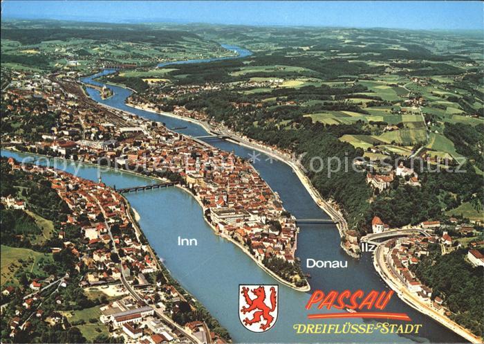 PAssAU Bayern Inn Donau Ilz Fliegeraufnahme