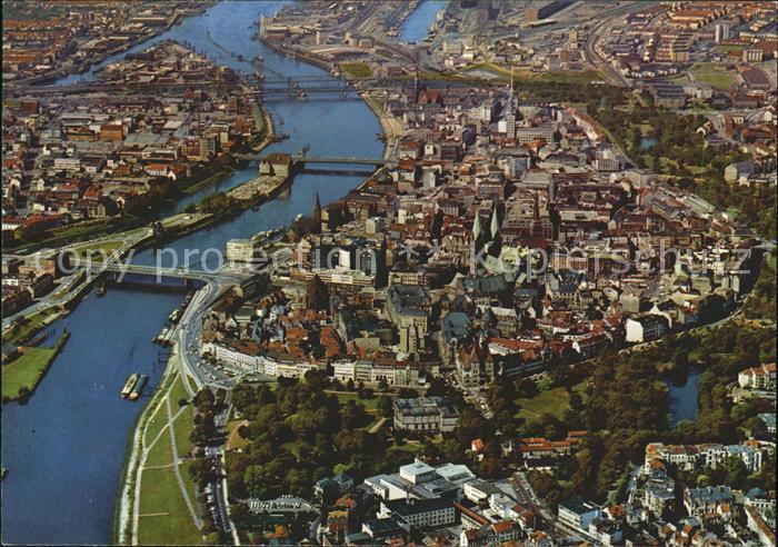 BREMEN CITY Stadtzentrum Weser Bruecke Fliegeraufnahme