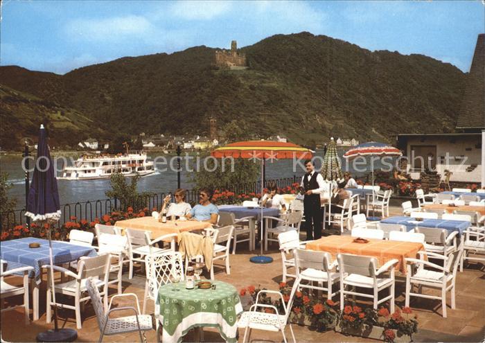 Fellen Sankt Goar Hotel Restaurant Landsknecht Terrasse Rhein Dampfer