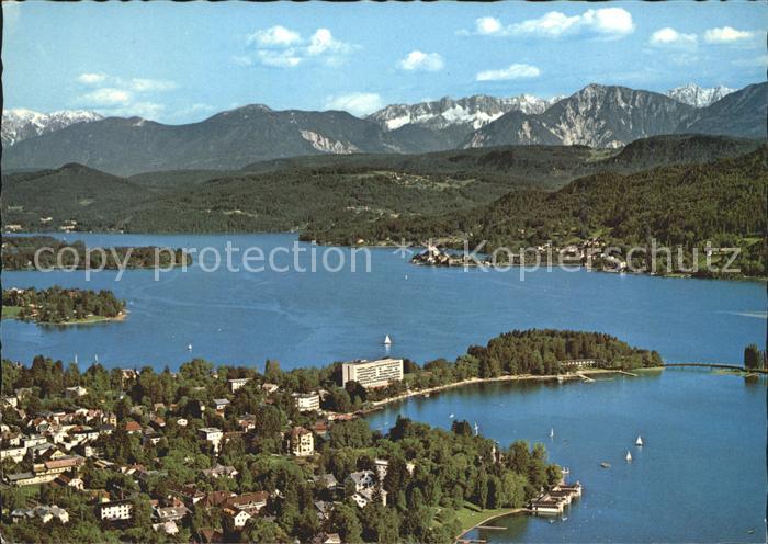 Poertschach Woerthersee Panorama mit Karawanken Fliegeraufnahme