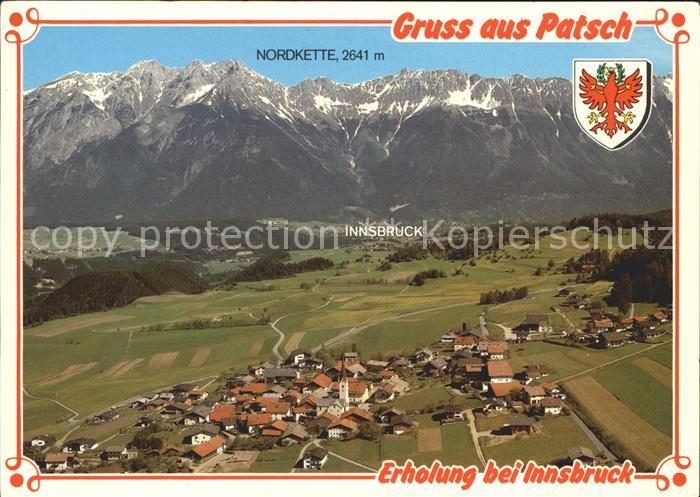 Patsch mit Nordkette Wappen Fliegeraufnahme