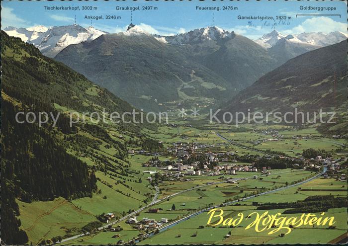 Bad Hofgastein Fliegeraufnahme Weltkurort gegen Hohe Tauern